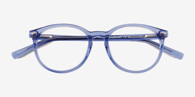 Lit Clear Blue AcetateEyeglass Frames from EyeBuyDirect, Closed View