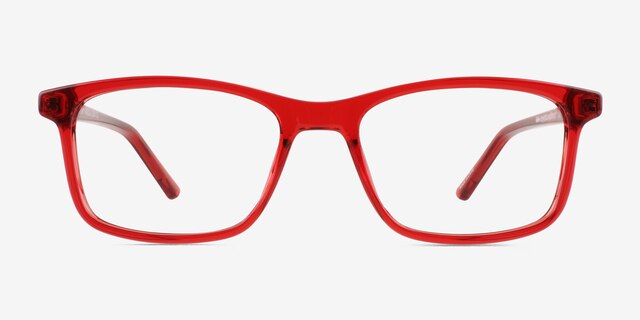 Zippy Shiny Clear Red PlasticEyeglass Frames from EyeBuyDirect, Front View