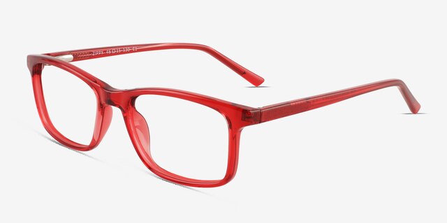 Zippy Shiny Clear Red PlasticEyeglass Frames from EyeBuyDirect, Angle View