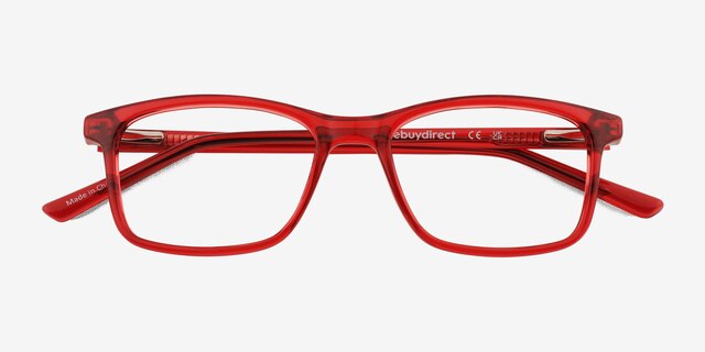 Zippy Shiny Clear Red PlasticEyeglass Frames from EyeBuyDirect, Closed View
