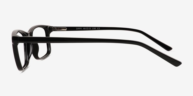 Zippy Shiny Black PlasticEyeglass Frames from EyeBuyDirect, Side View