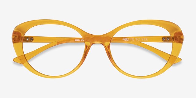 Sunburst Clear Orange PlasticEyeglass Frames from EyeBuyDirect, Closed View