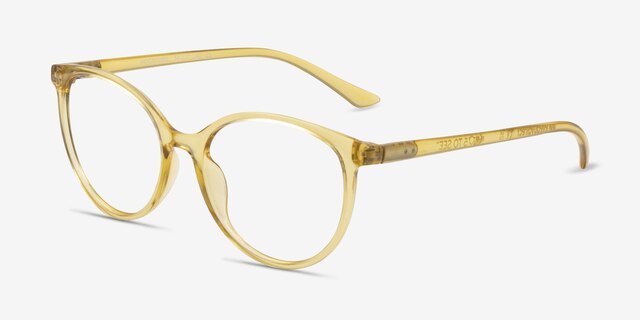 Moonglow Clear Yellow PlasticEyeglass Frames from EyeBuyDirect, Angle View