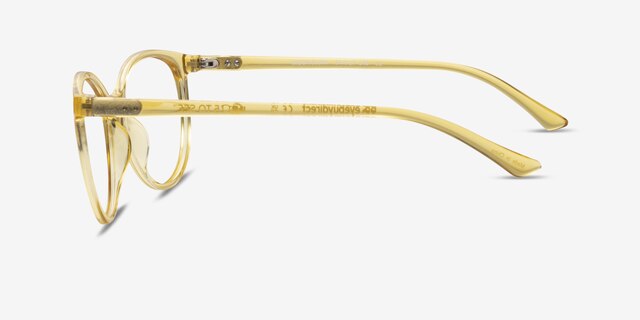 Moonglow Clear Yellow PlasticEyeglass Frames from EyeBuyDirect, Side View