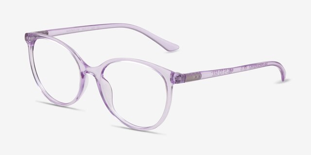 Moonglow Clear Purple PlasticEyeglass Frames from EyeBuyDirect, Angle View