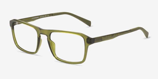 Stormwind Clear Green PlasticEyeglass Frames from EyeBuyDirect, Angle View