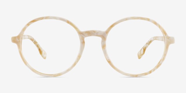 Amaranth Marble White AcetateEyeglass Frames from EyeBuyDirect, Front View