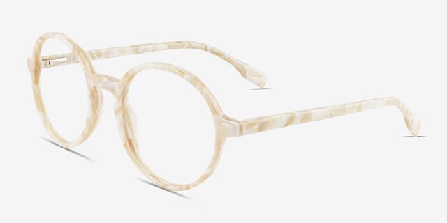 Amaranth Marble White AcetateEyeglass Frames from EyeBuyDirect, Angle View