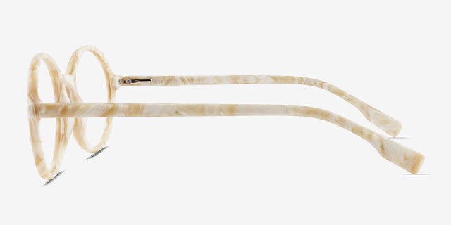 Amaranth Marble White AcetateEyeglass Frames from EyeBuyDirect, Side View
