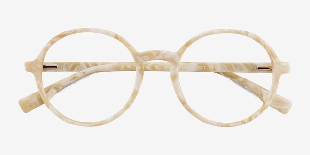 Amaranth Marble White AcetateEyeglass Frames from EyeBuyDirect, Closed View