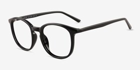 Adler Shiny Black Plastique Montures de lunettes de vue d'EyeBuyDirect, Vue d'Angle