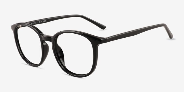 Adler Shiny Black PlasticEyeglass Frames from EyeBuyDirect, Angle View