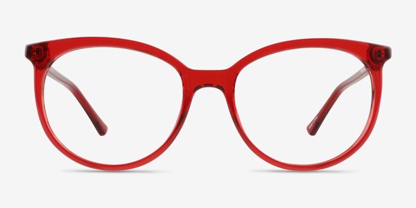 Everly Clear Red Plastic Eyeglass Frames