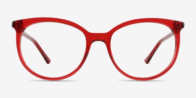 Everly Clear Red PlasticEyeglass Frames from EyeBuyDirect, Front View