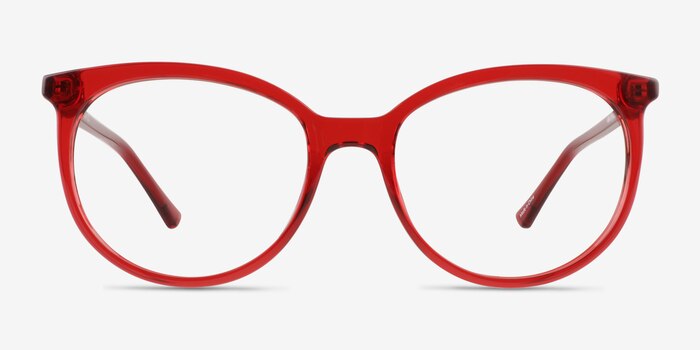 Everly Clear Red Plastic Eyeglass Frames from EyeBuyDirect