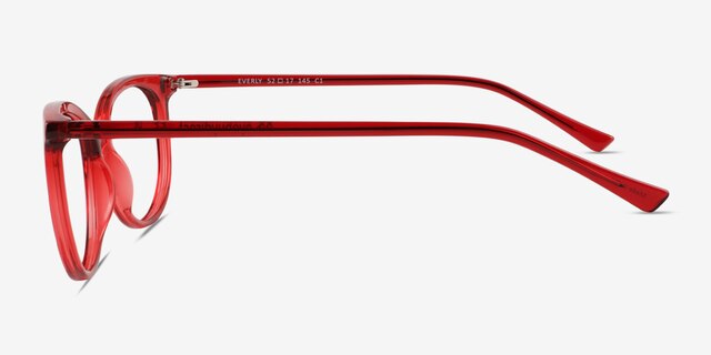 Everly Clear Red PlasticEyeglass Frames from EyeBuyDirect, Side View