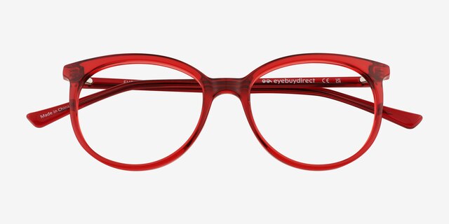 Everly Clear Red PlasticEyeglass Frames from EyeBuyDirect, Closed View