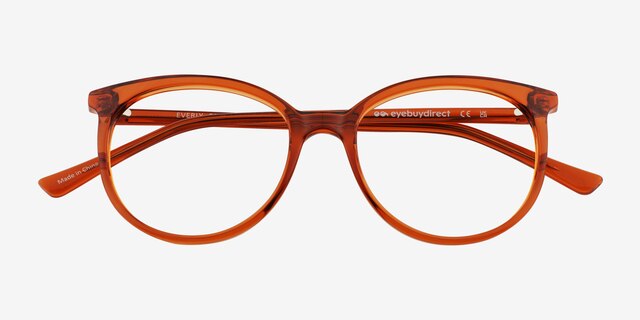 Everly Clear Orange PlasticEyeglass Frames from EyeBuyDirect, Closed View