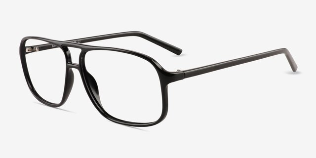 Baylor Shiny Black PlasticEyeglass Frames from EyeBuyDirect, Angle View
