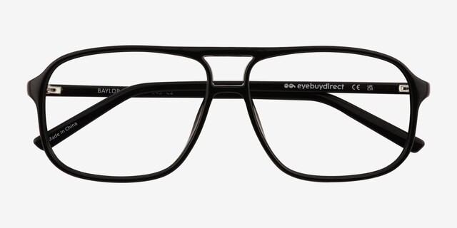 Baylor Shiny Black PlasticEyeglass Frames from EyeBuyDirect, Closed View