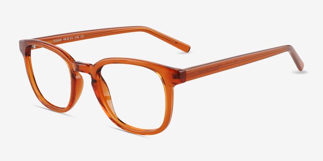 Tegan Clear Orange PlasticEyeglass Frames from EyeBuyDirect, Angle View