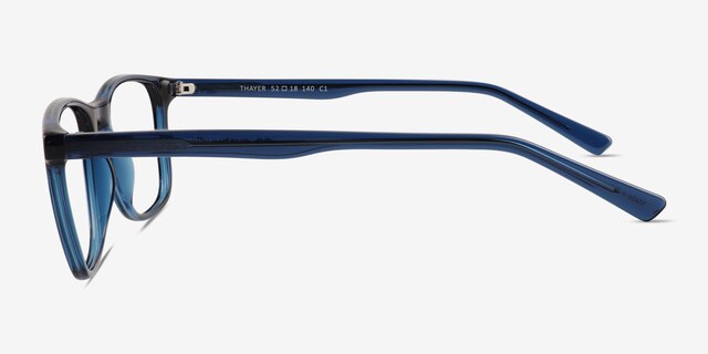 Thayer Clear Navy PlasticEyeglass Frames from EyeBuyDirect, Side View