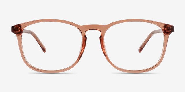 Larkin Clear Brown PlasticEyeglass Frames from EyeBuyDirect, Front View