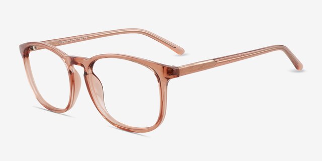Larkin Clear Brown PlasticEyeglass Frames from EyeBuyDirect, Angle View