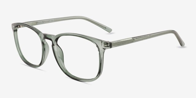 Larkin Clear Green PlasticEyeglass Frames from EyeBuyDirect, Angle View