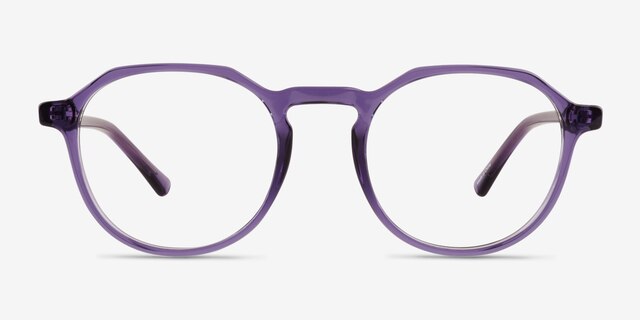 Monti Clear Purple PlasticEyeglass Frames from EyeBuyDirect, Front View