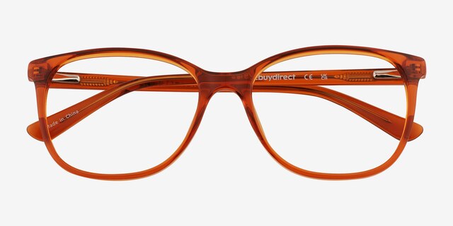 Kieran Clear Orange PlasticEyeglass Frames from EyeBuyDirect, Closed View