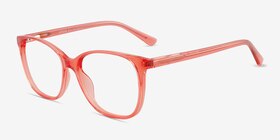 Kieran Clear Pink Plastique Montures de lunettes de vue d'EyeBuyDirect, Vue d'Angle