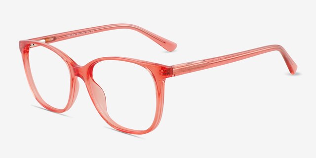 Kieran Clear Pink PlasticEyeglass Frames from EyeBuyDirect, Angle View