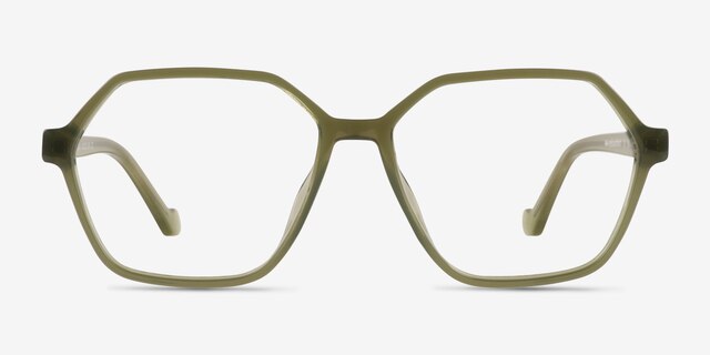 Caelan Clear Green PlasticEyeglass Frames from EyeBuyDirect, Front View
