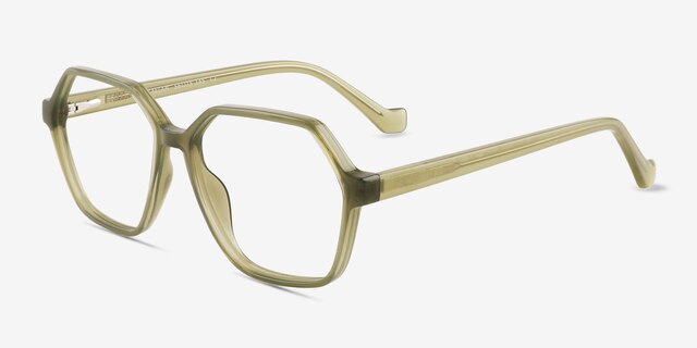 Caelan Clear Green PlasticEyeglass Frames from EyeBuyDirect, Angle View