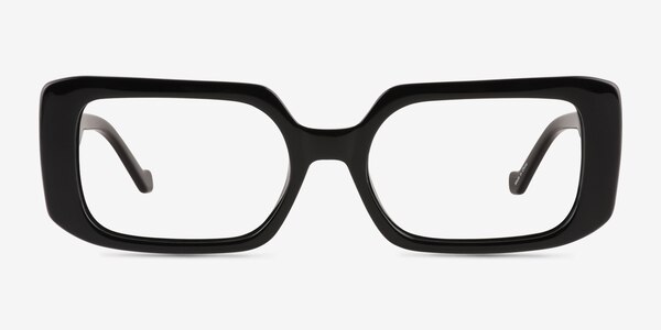 Tully Shiny Black Plastic Eyeglass Frames