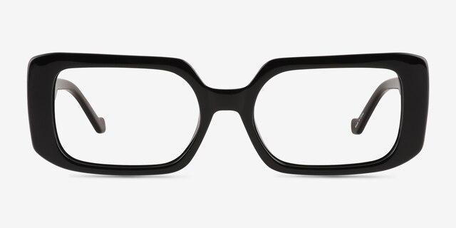 Tully Shiny Black PlasticEyeglass Frames from EyeBuyDirect, Front View