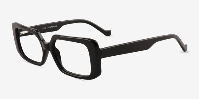 Tully Shiny Black PlasticEyeglass Frames from EyeBuyDirect, Angle View