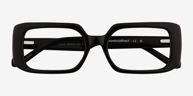 Tully Shiny Black PlasticEyeglass Frames from EyeBuyDirect, Closed View