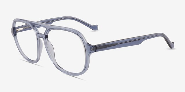 Eris Clear Blue Purple PlasticEyeglass Frames from EyeBuyDirect, Angle View