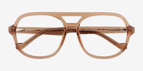 Eris Clear Brown Plastique Montures de lunettes de vue d'EyeBuyDirect, Vue Rapprochée