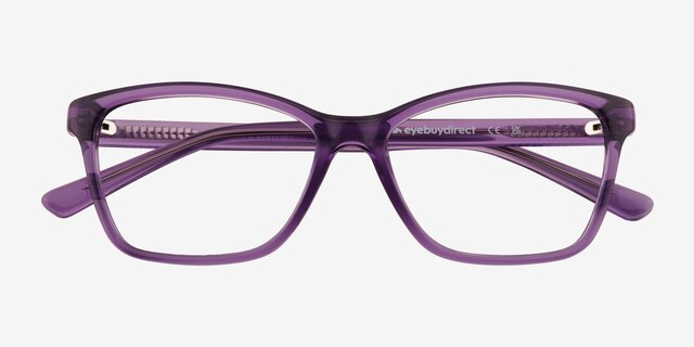 Marlowe Clear Purple PlasticEyeglass Frames from EyeBuyDirect, Closed View