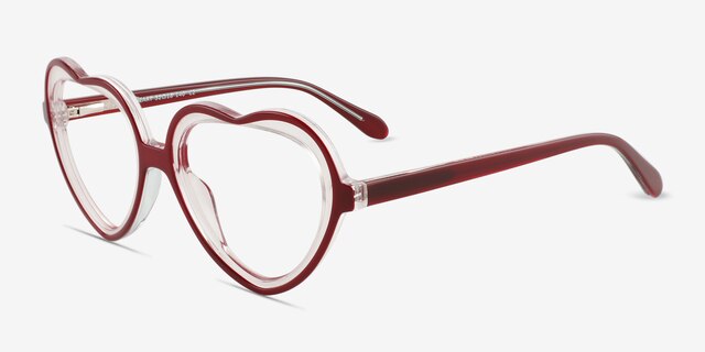 Sweetheart Red AcetateEyeglass Frames from EyeBuyDirect, Angle View