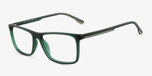 Wp Crystal Dark Green PlasticEyeglass Frames from EyeBuyDirect, Angle View