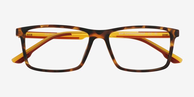 1Up Yellow Tortoise PlastiqueMontures de lunettes de vue d'EyeBuyDirect, Vue Rapprochée