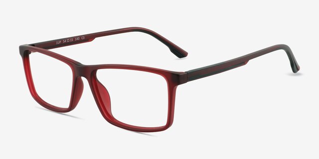 1Up Crystal Dark Red PlasticEyeglass Frames from EyeBuyDirect, Angle View