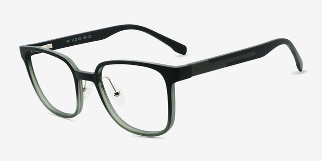 GG Black Green PlasticEyeglass Frames from EyeBuyDirect, Angle View