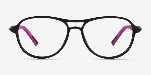 Hud Matte Black PlasticEyeglass Frames from EyeBuyDirect, Front View