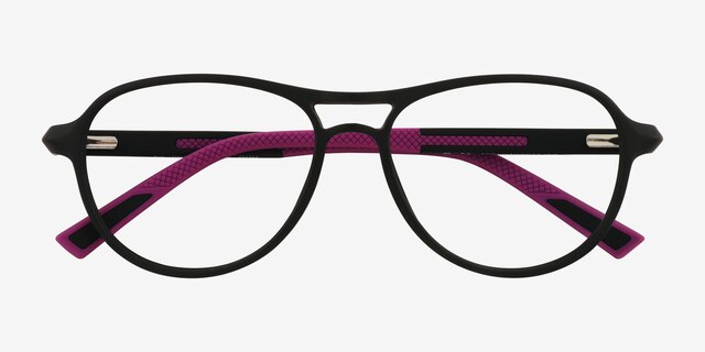 Hud Matte Black PlasticEyeglass Frames from EyeBuyDirect, Closed View