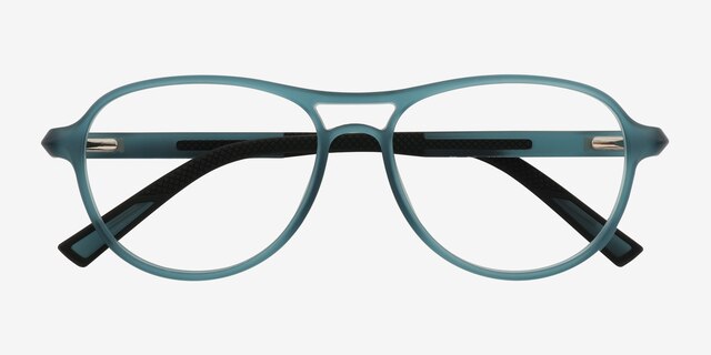 Hud Matte Crystal Teal PlastiqueMontures de lunettes de vue d'EyeBuyDirect, Vue Rapprochée